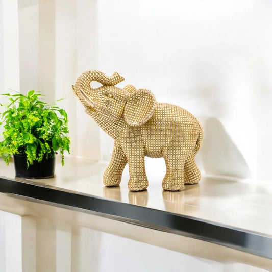 Modern Resin Polyresin Elephant Figurine with Intricate Detailing